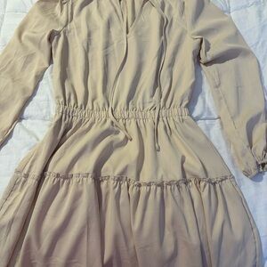 Cream Long Sleeve sheer Dress never worn